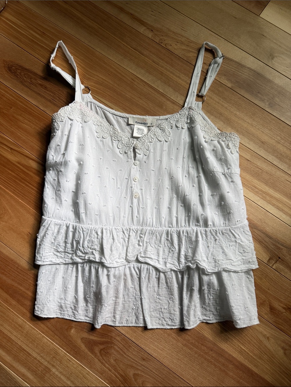 URBAN Romantics White Lace-Trim Tiered Cami